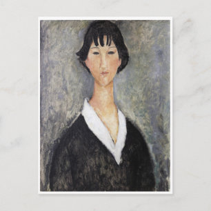 Postal Joven muchacha de pelo negro, Modigliani