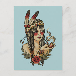 Postal Joven mujer nativa americana