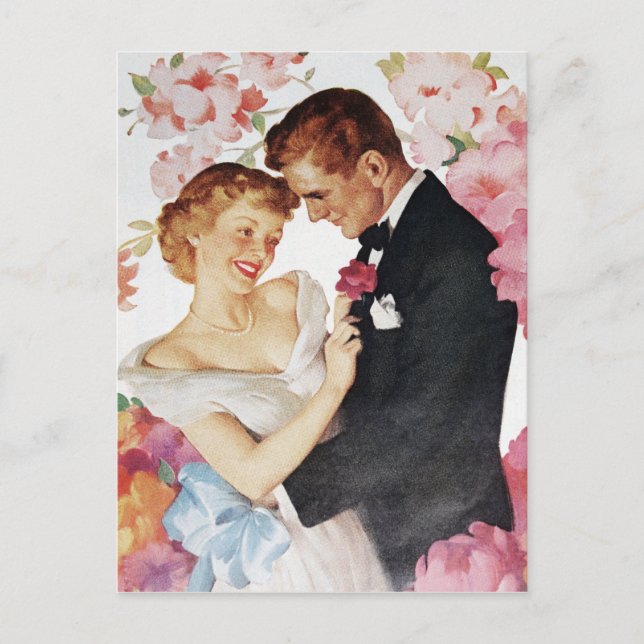 Postal Joven pareja en ropa formal (Anverso)