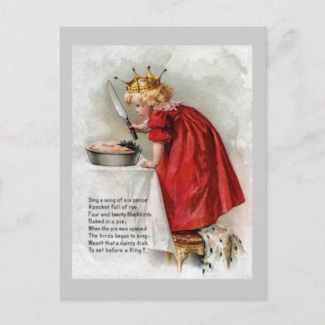 Postal Jóven rey encuentra aves negras en el piano (Anverso)