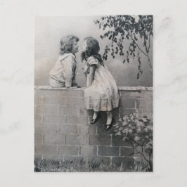 Postal Joven romántico estético Vintage negro y blanco