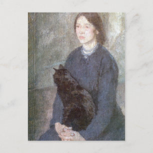 Postal Joven sosteniendo un gato negro - Gwen John