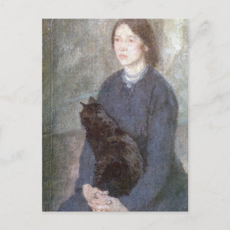 Postal Joven sosteniendo un gato negro - Gwen John