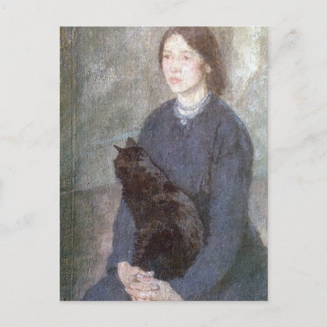 Postal Joven sosteniendo un gato negro - Gwen John (Anverso)