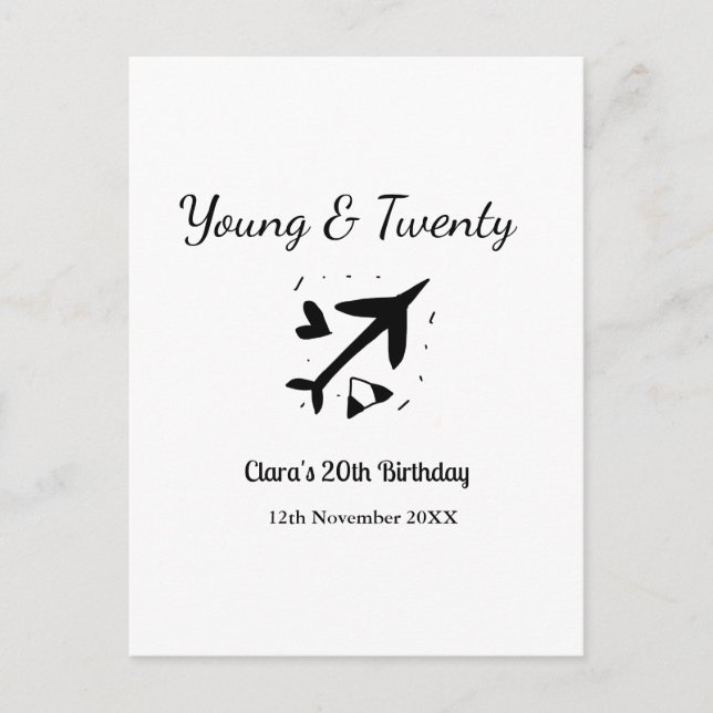 Postal Joven y veinte aventura feliz cumpleaños agregar n (Anverso)