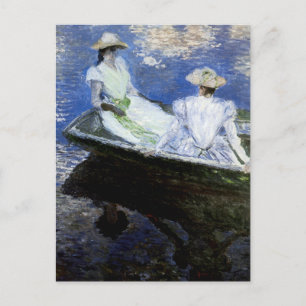 Postal Jóvenes Chicas en el barco de remo