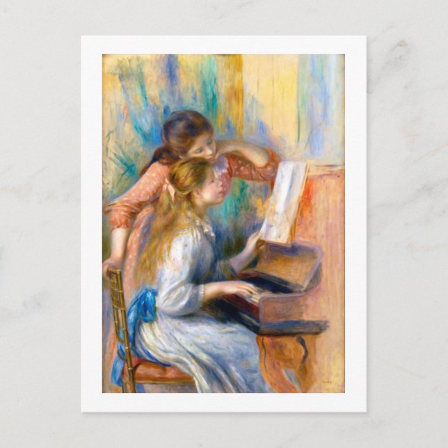 Postal Jóvenes muchachas al piano, Renoir (Anverso)