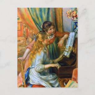 Postal Jóvenes muchachas en el piano por Pierre Renoir