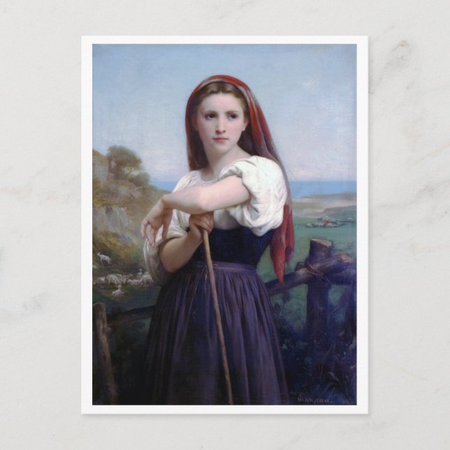 Postal Jóvenes pastoras, Bouguereau (Anverso)