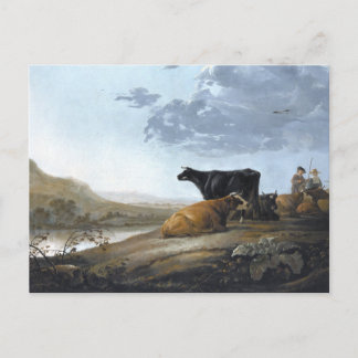 Postal Jóvenes pastores con vacas