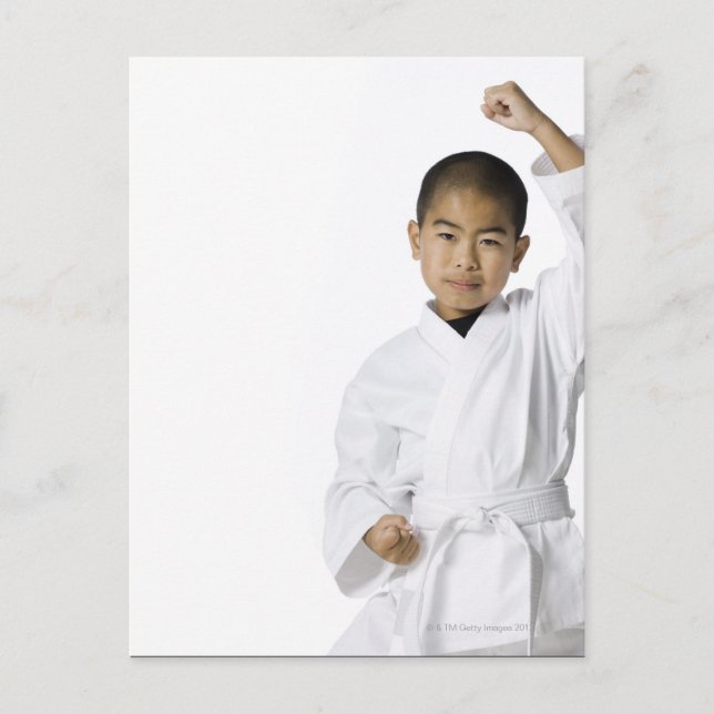 Postal jóvenes practicando artes marciales 3 (Anverso)