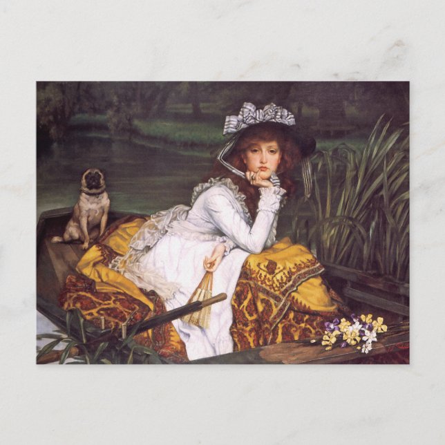 Postal Jóvenes y su Mascota en un bote por James Tissot (Anverso)