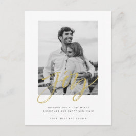 Postal Joy Black White Photo Navidad Card
