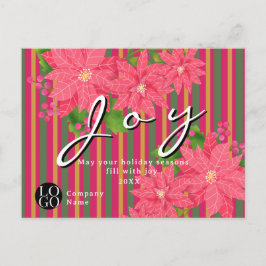 Postal Joy Christmas Poinsettia Stripe Business Logo Gift