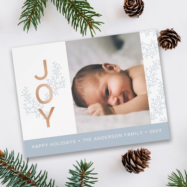 Postal JOY | Elegante Foliage Baby Photo Holiday (Subido por el creador)