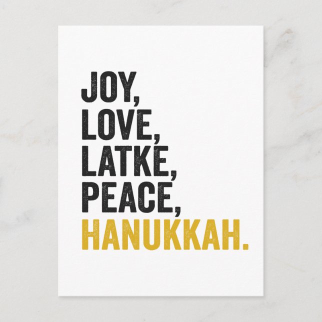 Postal Joy Love Latkes Peace Hanukkah Funny Jewish (Anverso)