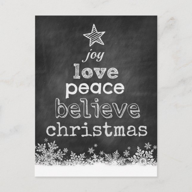 Postal Joy Love Peace Belied Navidades (Anverso)