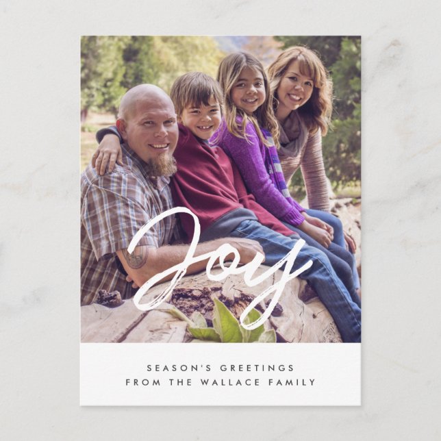 Postal Joy Modern typography, foto de vacaciones (Anverso)