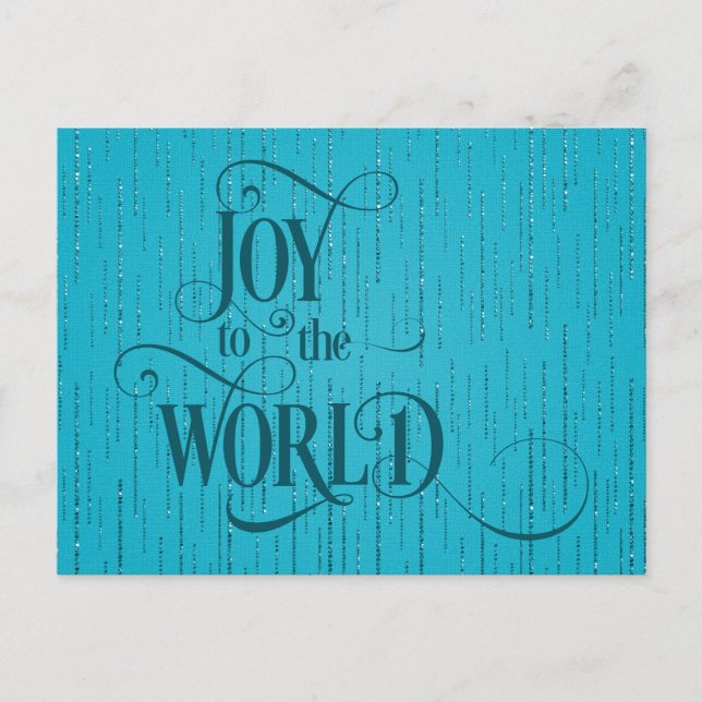 Postal JOY TO THE WORLD Dark Teal Script Christmas  (Anverso)