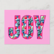 JOY Word Art en Fuchsia Rosa y Verde Verde azulado