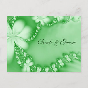 Postal Joya de Floral Verde, novia y novio