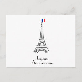 Postal Joyeux Anniversario de la Torre Eiffel Cumpleaños 