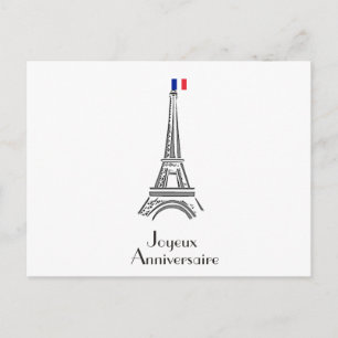 Postal Joyeux Anniversario de la Torre Eiffel Cumpleaños 
