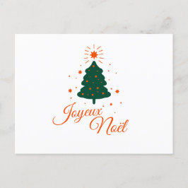 Postal Joyeux Noël en rouge : sapin classique et joyeux
