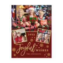 Joyful Gold Frame Moderno Script 3 Fotos Saludo