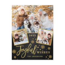 Joyful Gold Frame Moderno Script 3 Fotos Saludo