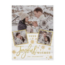 Joyful Gold Frame Moderno Script 4 Fotos Saludo