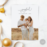 Postal Joyful Greeting, Merry Christmas Family Photo<br><div class="desc">Joyful, Merry Christmas. Celebrate the season with this family photo, cute script , classy black layover postcard It is fully customisable and personalised with your own greeting messages. Please add your return address for easy mailing. It is simple, easy, yet modern minimalist and festive. This is the perfect postcard for...</div>