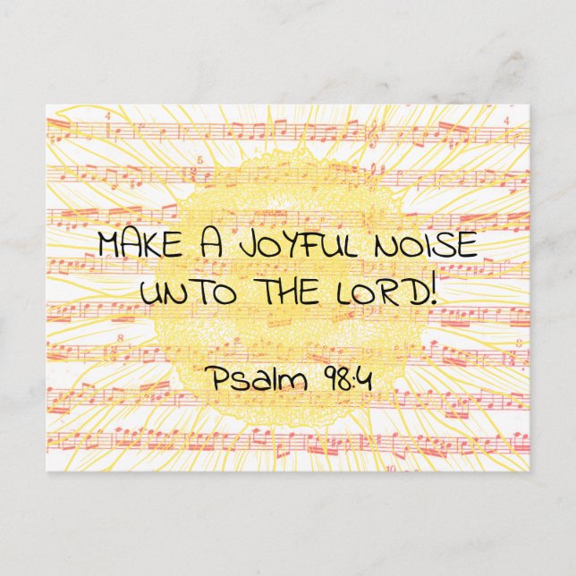 Postal  Joyful Noise Psalm 98:4 Christian Scripture Verse (Anverso)