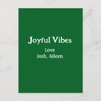 Postal Joyful Vibes green Christmas holidays love family