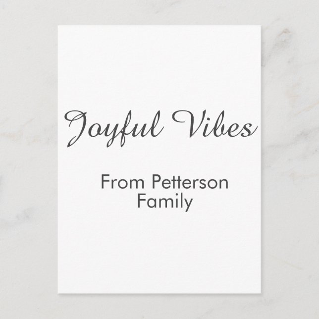 Postal Joyful Vibes red Christmas add family name date  (Anverso)