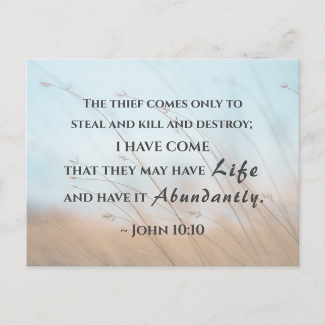 Postal Juan 10:10 He venido para que tengan vida (Anverso)