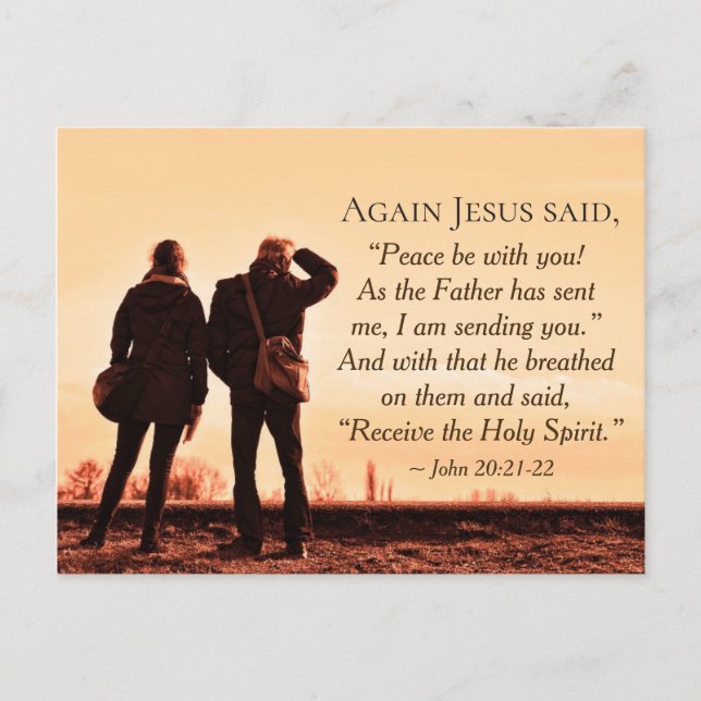 Postal Juan 20:21 Como me ha enviado el Padre, te envío (Anverso)