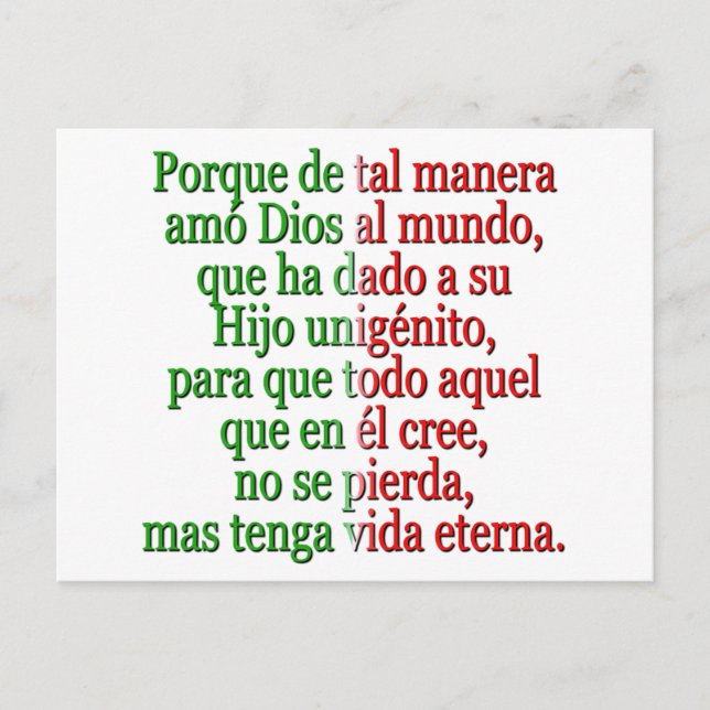 Postal Juan 3:16 Español (Anverso)