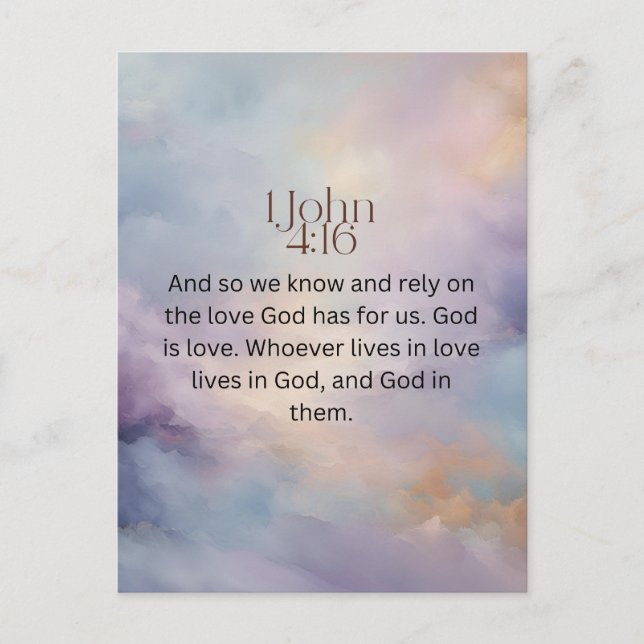 Postal Juan 4:16 Verso de la Biblia sobre diseño de acuar (Anverso)