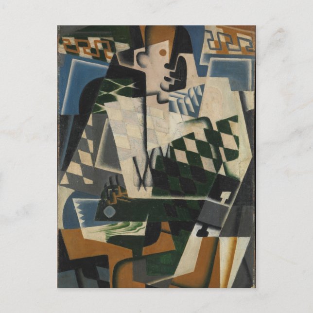 Postal Juan Gris, 1917, Harlequin con un arte de guitarra (Anverso)