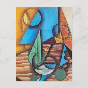 Postal Juan Gris - Botella y vaso en una mesa Arte abstra