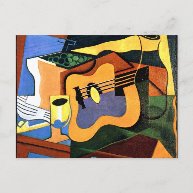 Postal Juan Gris - Guitarra y botella (Anverso)