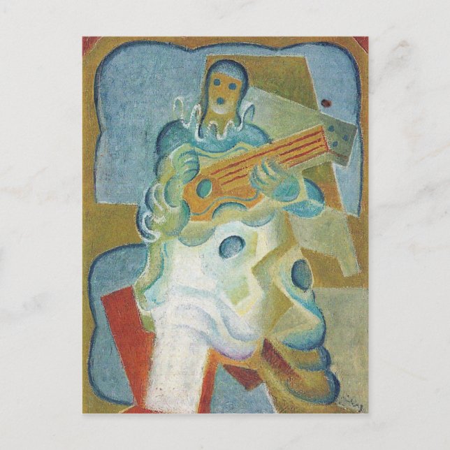Postal Juan Gris - Pierrot tocando la guitarra (Anverso)