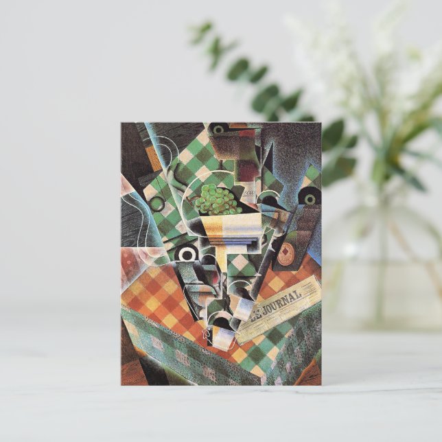 Postal Juan Gris - Vida fija con manteles controlados (Anverso de pie)