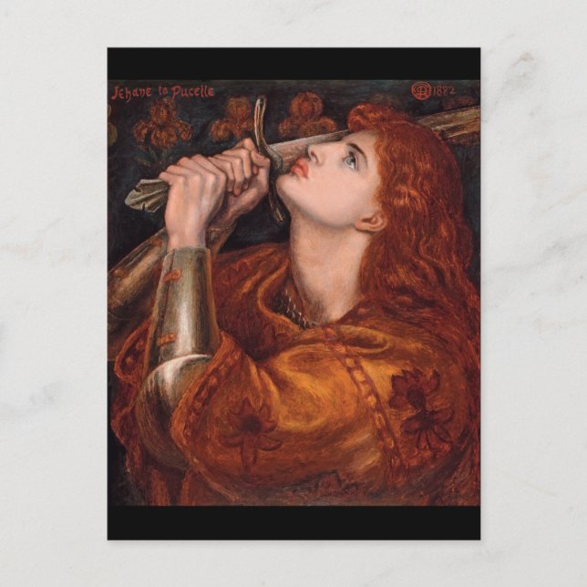 Postal Juana de Arco, c. 1882 por Dante Gabriel Rossetti (Anverso)