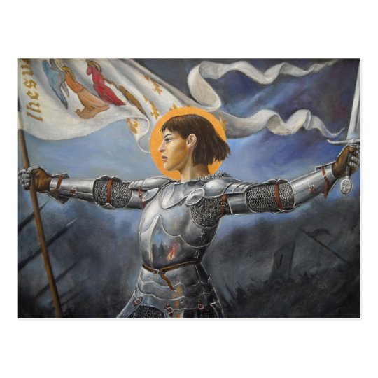 Postal Juana de Arco con la bandera Zazzle.es Postal Juana de Arco con la bandera Zazzle.es
