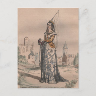 Postal Juana de Arco Disfraz de Moda Medieval Francesa