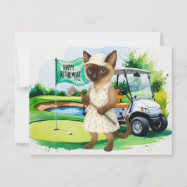 Postal Jubilación de golf para los amantes del gato siamé