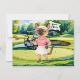 Postal Jubilación de golf para los amantes del gato siamé