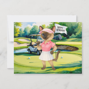 Postal Jubilación de golf para los amantes del gato siamé